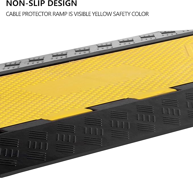 1 Pack Rubber Cable Ramp Hose Cable Protector Ramp 5 Channel 22000Lbs Load Capacity Traffic Speed Bump Wires Power Lines Extension Cord Cover for Indoor Outdoor