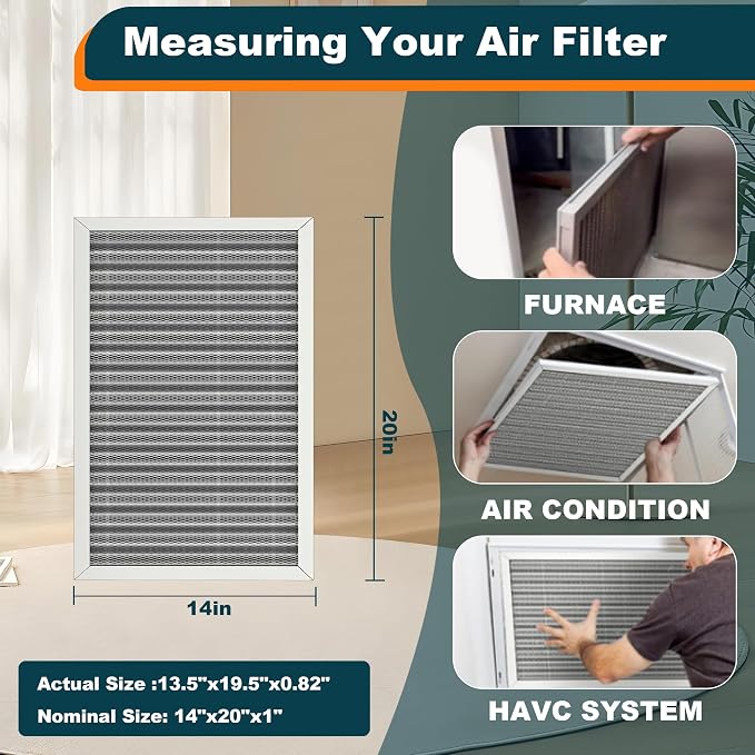 14x20x1 Reusable Air Filter, MERV 8, Permanent Electrostatic Air Filter
