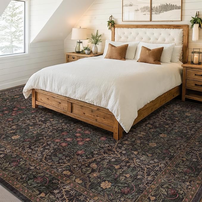 Vintage Washable Dark Brown Rugs
