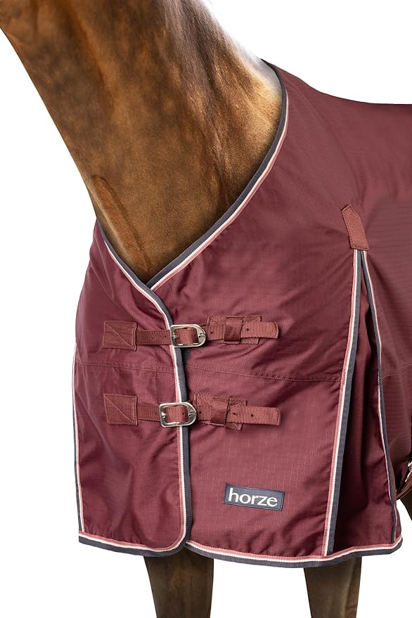 HORZE Glasgow Light Weight Waterproof Turnout Horse Sheet (No Fill) - Burgundy - 78 in