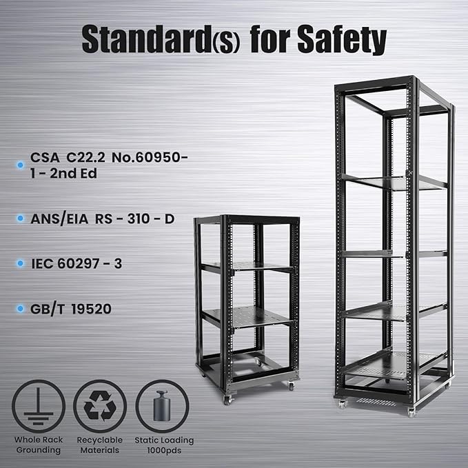 Raising Electronics Server Rack Open Frame Rack 4 Post 19 inch Adjustable