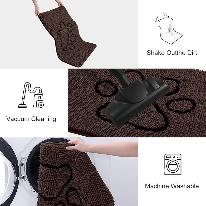 Smiry Dog Door Mat for Muddy Paws, Absorbent Dirt Trapper Non Slip Quick Dry