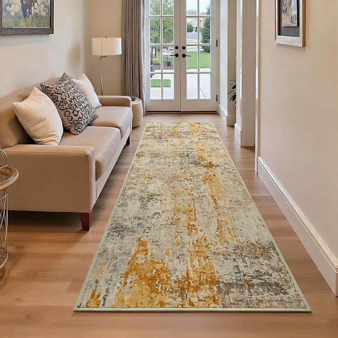 Runner Rug for Kitchen Beige Hallways Runner Rug Non Slip 2'6''x8' Washable