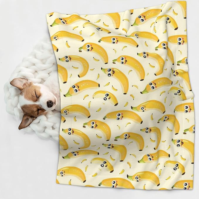 Waterproof Dog Blanket Soft Pet Blanket for Puppy Cat, Fleece Cat Throw Blankets for Furniture Bed Couch Sofa Reversible - Banana Fruit 3
