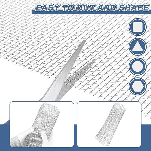 uxcell 6 Mesh 39" x 10" Woven Wire Mesh, 316 Stainless Steel Air Vent Filter