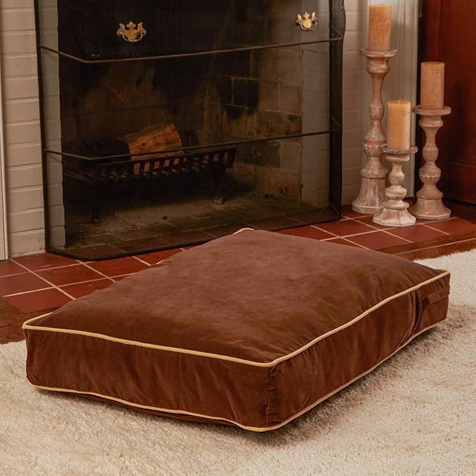 South Pine Porch Buddy Reversible Rectangle Pillow Style Microfiber Dog Bed with Removable, Machine-Washable Cover, Cocoa, Small (36 in. x 24 in.)