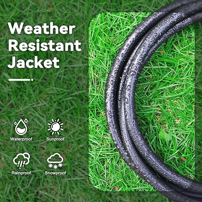 10FT 12/3 Extension Cord Heavy Duty Black 3-Outlet Indoor/Outdoor SJTW Lighted 12-Gauge Grounded Power Cable,12AWG 15 Amp, 1875 Watts，UL Listed，Safety