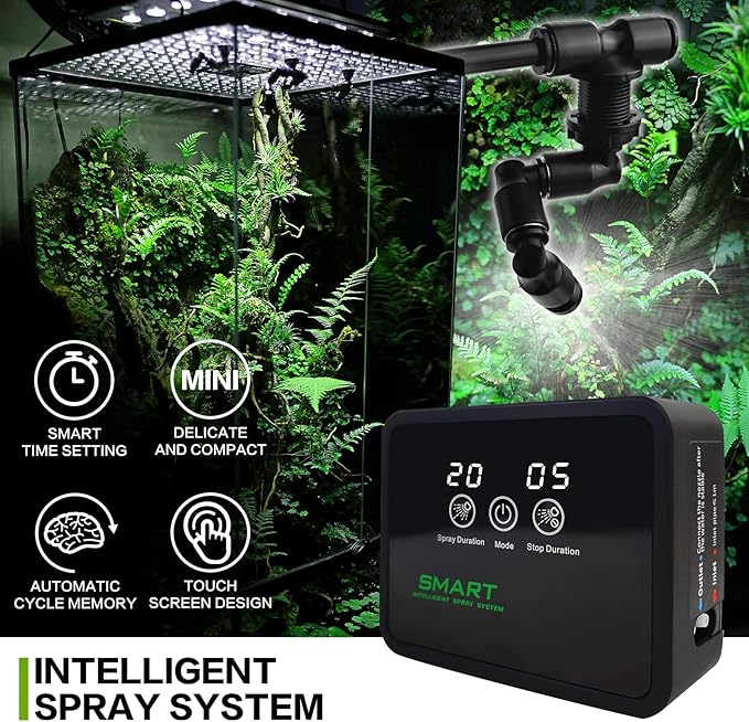 Reptile Fogger Automatic Reptile Mister Fogger for Terrarium, Timed Terrariums Humidifiers for Chameleon/Lizard/Snake/Turtle/Frog