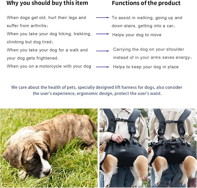 Dog Backpack Carrier for Medium Dogs Emergency Backpack, Old, Disabled, Joint Injuries, Arthritis, Rehabilitation Carrier Nail Trimming, Senior Dogs Up and Down Stairs, Cars(66-88LBS)