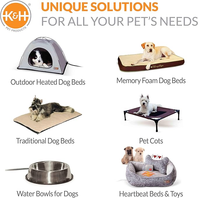 K&H Pet Products Superior Orthopedic Pet Bed Paw/Bone Print Gray Paw Bone Print Large 40 X 50 Inches