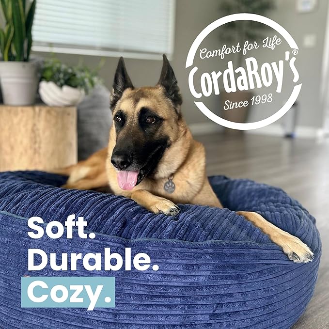 CordaRoy's Waterproof Terry Corduroy Forever Dog - with Removable, Washable Cover - Comfortable & Stylish Pet for Living Room, Room, Office - 50" - Khaki | Made in The USA