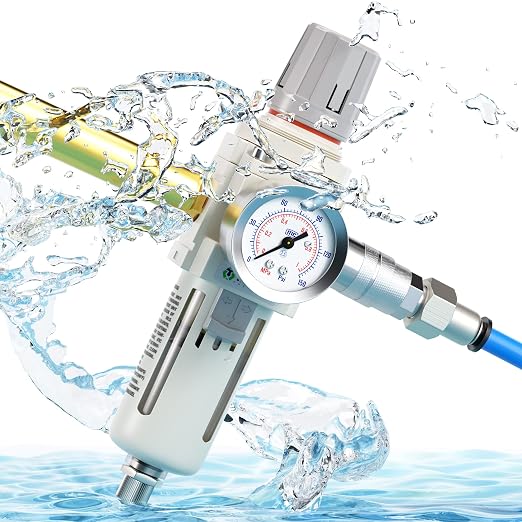 TAILONZ PNEUMATIC 1/2 Inch NPT White Air Filter Pressure Regulator Combo