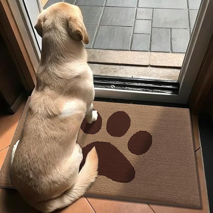 Buganda Dog Door Mat for Muddy Paws, Absorbent Dirt Trapper Non Slip Indoor Doormats, Washable Low-Profile Mat for Mud Dogs, Entryway Carpet for Inside Floor (30x20 Inches, Beige)