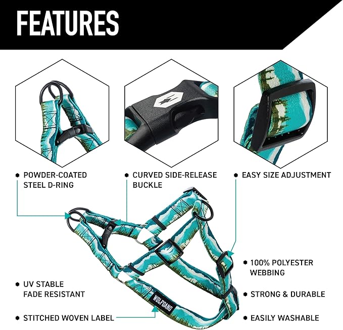 Wolfgang Heavy Duty Adjustable Dog Harness, Pull-Tested for Walking & Training, GreatEscape Print, Small