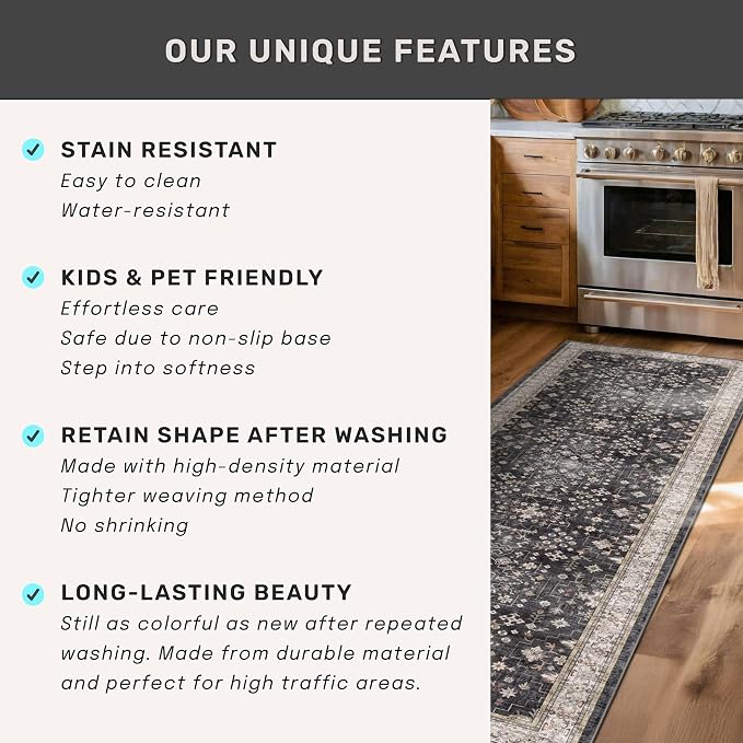 Black Washable 10ft Long Runners