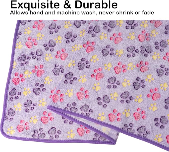 Dono 1 Pack 2 Dog Blankets, Soft Fluffy Fleece Pet Blanket Warm Sleep Mat Paw Print Design Puppy Kitten Throw Blankets Doggy Blanket for Dogs