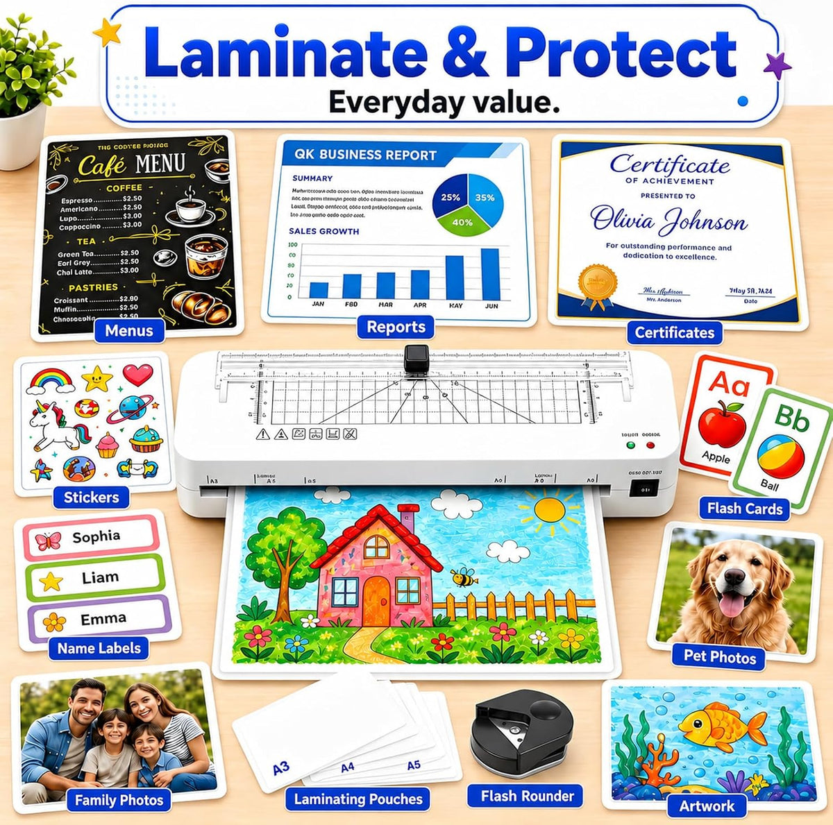 Laminator, A3 Laminator Machine with Built-in Trimmer