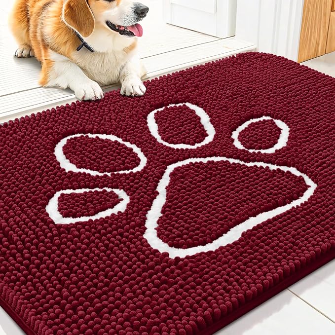 Smiry Dog Door Mat for Muddy Paws, Absorbent Dirt Trapper Non Slip Quick Dry