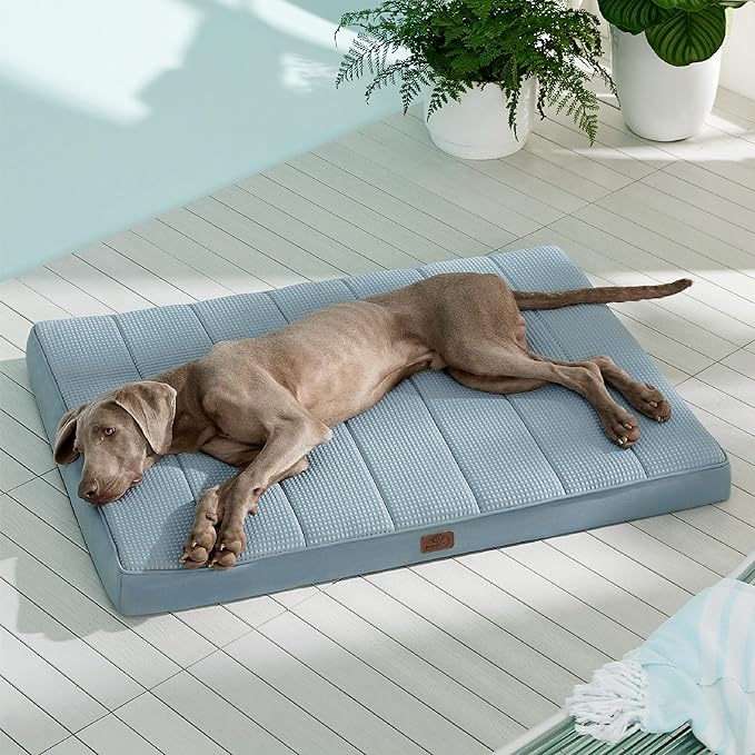 Bedsure Cooling Dog Beds Large Sized Dog - Extra-Large Comfy Flat Puppy Bed with Removable Washable Cover, Orthopedic Egg Crate Foam Pet Mat, Suitable for Pet Up to 100 lbs