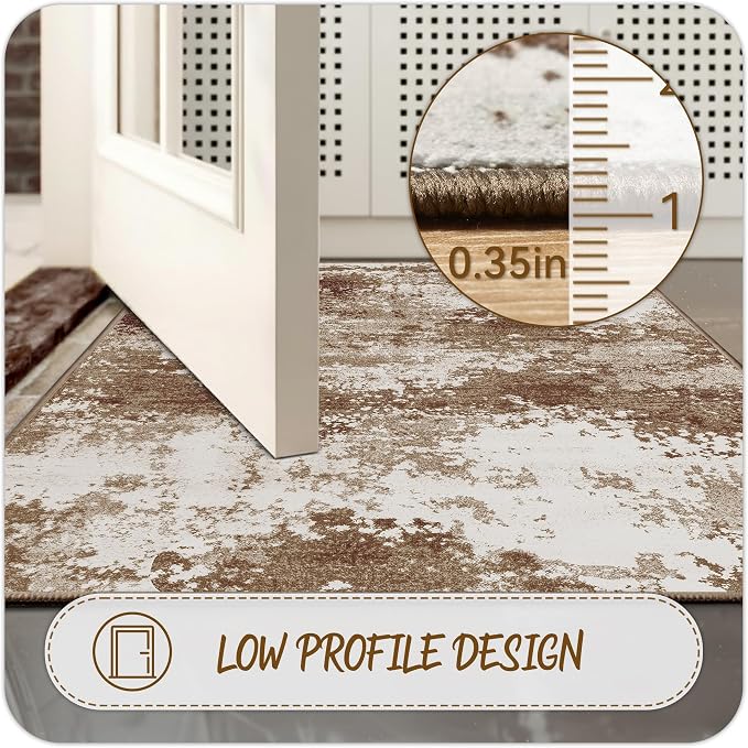 2x5 Brown Rug Runners for Hallways Kitchen Non Slip Washable Entryway Runner