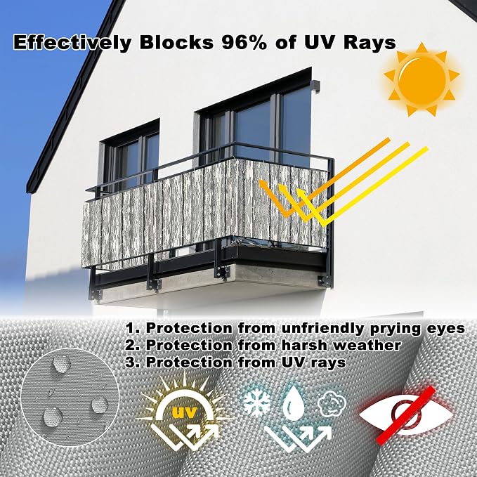 Privacy Screen Protector 3.3' x 49.2' UV-Resistant Visibility Reduction Balcony