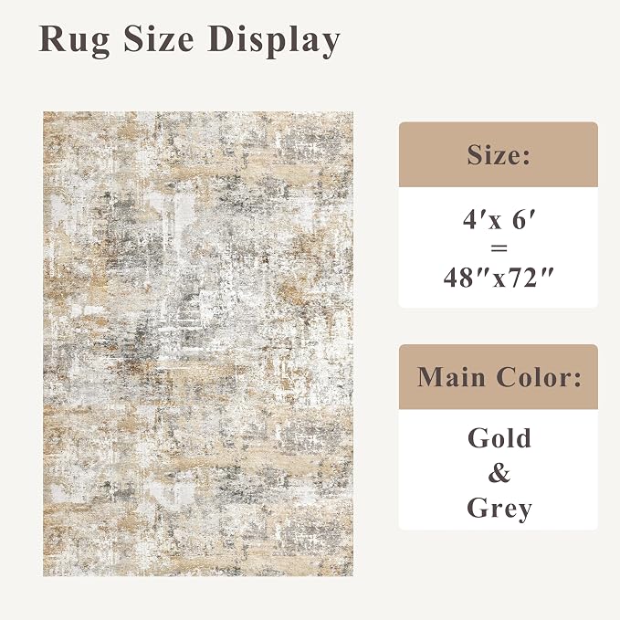 4x6 Washable Entryway Rug – Non-Slip Low-Pile Small Area Rug