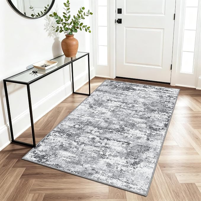 3x5 Area Rug Washable Entryway Rug Non Slip Abstract Tear and Stain Resistance