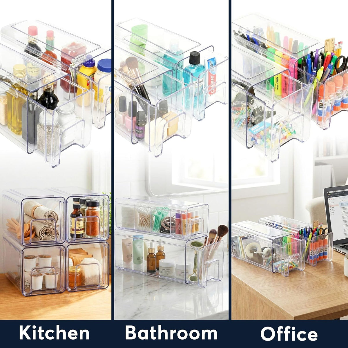 Sorbus Clear Stackable Storage Drawers (1 Large + 1 Medium + 2 Small)