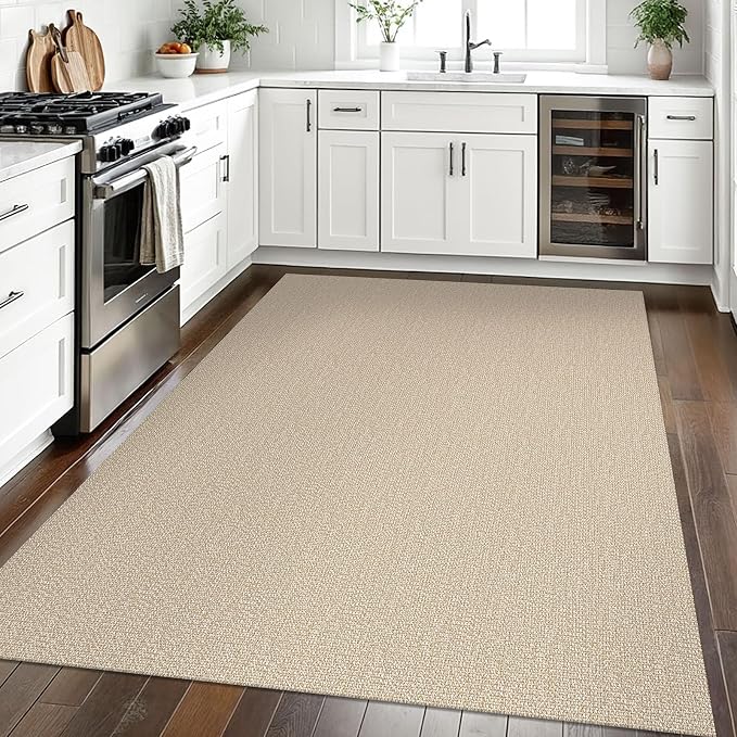 EARTHALL Washable Area Rugs 5x7 Ft Non Slip Living Room Rugs Cotton Rubber