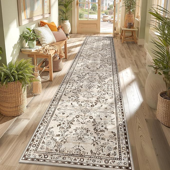 Yamaziot Washable Runner Rug 2x10 – Floral Non Slip Boho Hallway Runner Rug