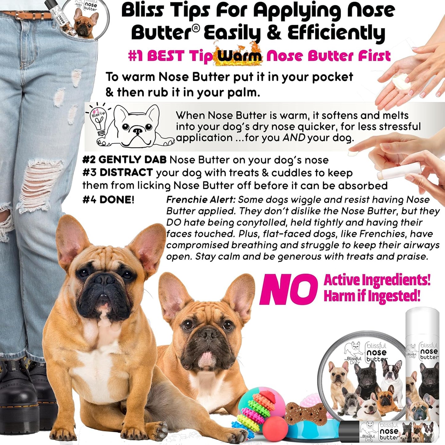The Blissful Dog Blue French Bulldog Nose Butter, Versatile Dog Nose Balm for Dry Nose, Handcrafted Nose Moisturizer, Easy-to-Apply Dog Essentials, Unscented, 1 oz.