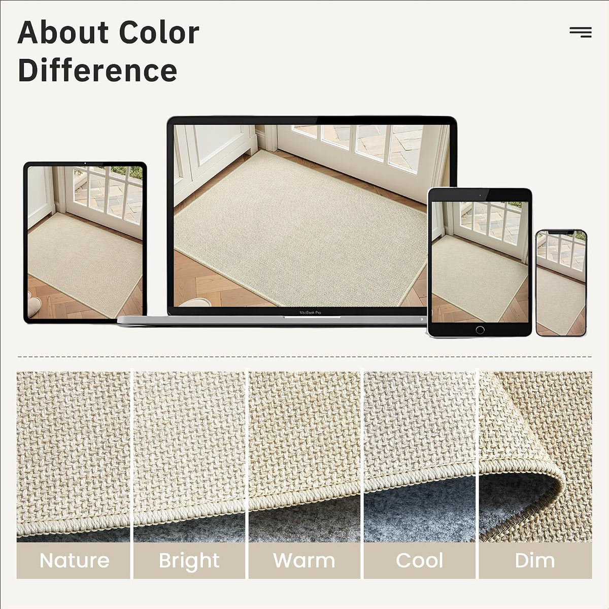 Soalmost 3x5 Washable Rug, Beige Non Slip Area Rugs for Entryway