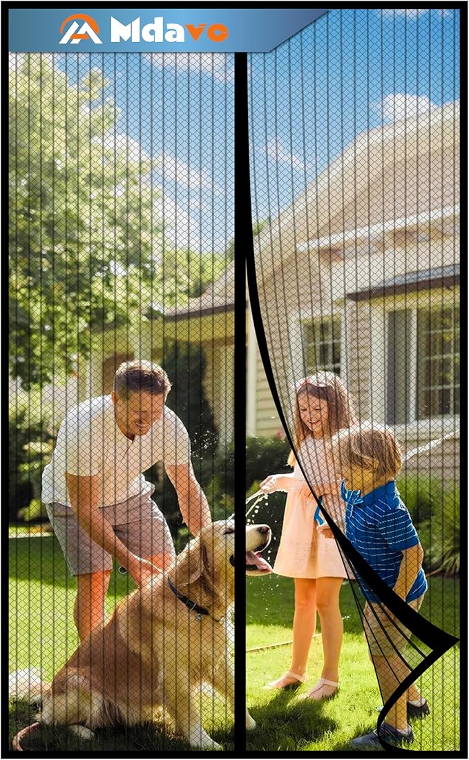 Magnetic Screen Door,Self Sealing Magnets, Easy Install Screen Doors with Magnets,Pet & Kid Friendly- Fits Doors up to36 x 78 Inches