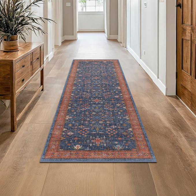 Hazo Haus Navy Blue Runner Rug 2x5