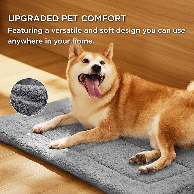 Bedsure Washable Dog Crate Bed for Large Dogs, Soft Foam Floor Pet Mat, Versatile Lightweight Pet Crate Pad for Cages