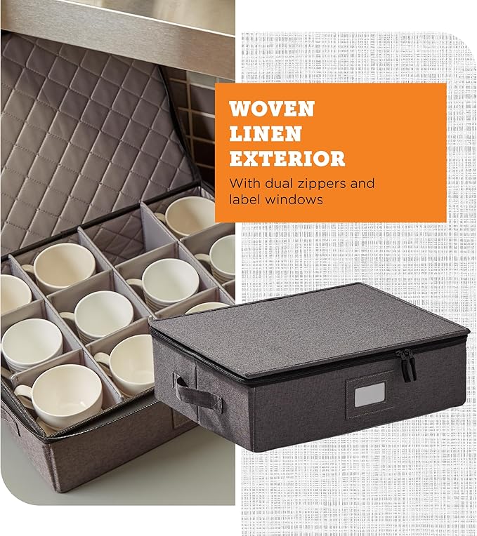 storageLAB Cup and Mug Storage Containers, Hard Shell Storage Case