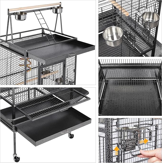 Yaheetech 68-inch Rolling Play Top Large Parrot Bird Cage for African Grey Cockatiel Conure Lovebird Parakeet Budgie