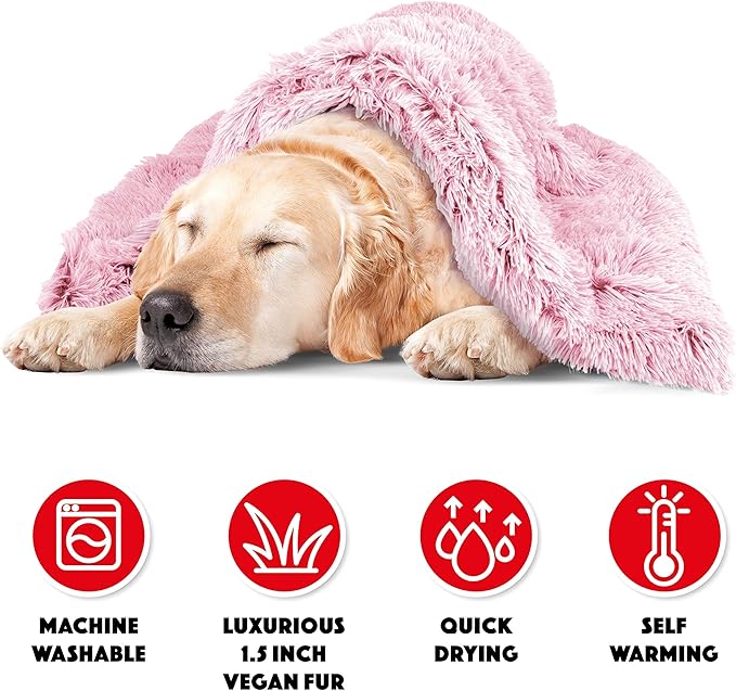 The Dog’s Blanket – Faux Fur Dog Blanket, Pink, XL, 38x54