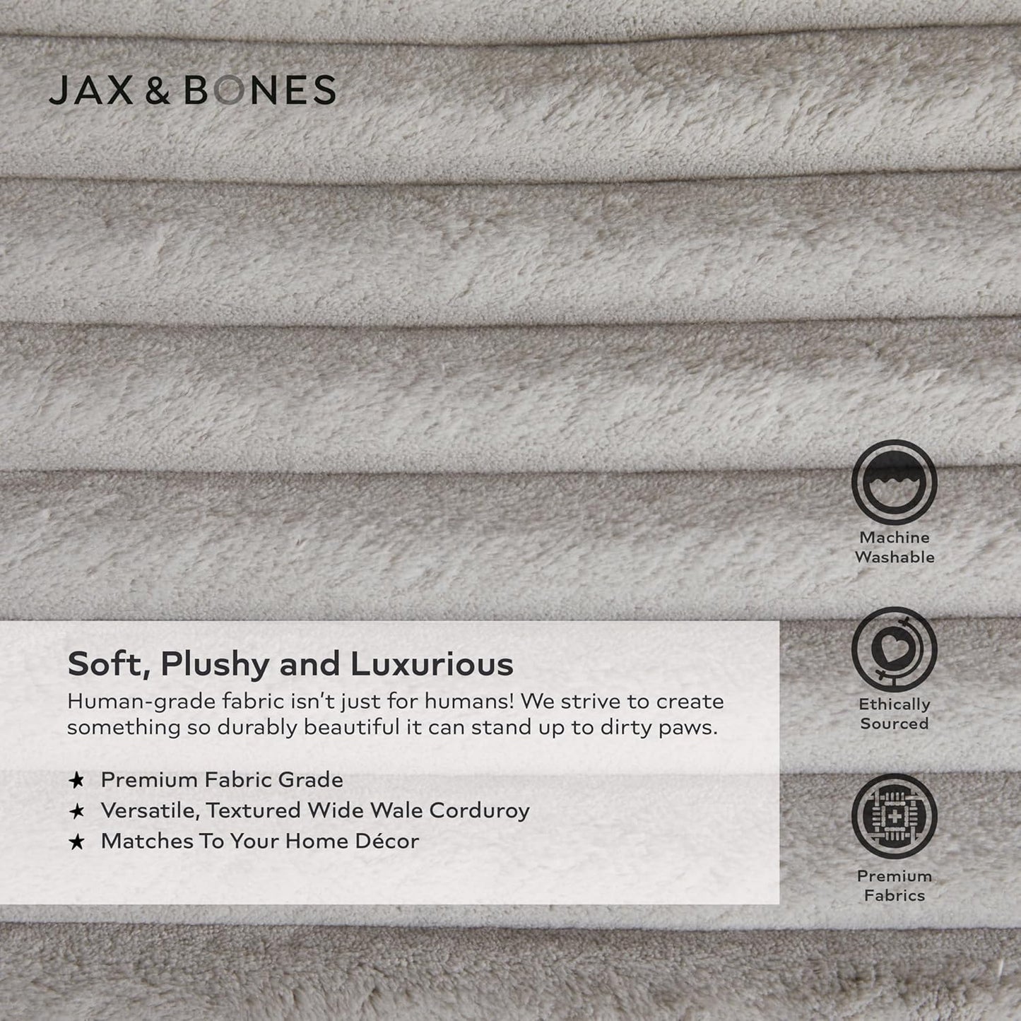 Jax & Bones Dog Napper - Luna Grey Machine Washable Bed for Dogs - Extra Heavy Duty Bolstered Sides - Small Grey Dog Mat | 24 x 21 Inches