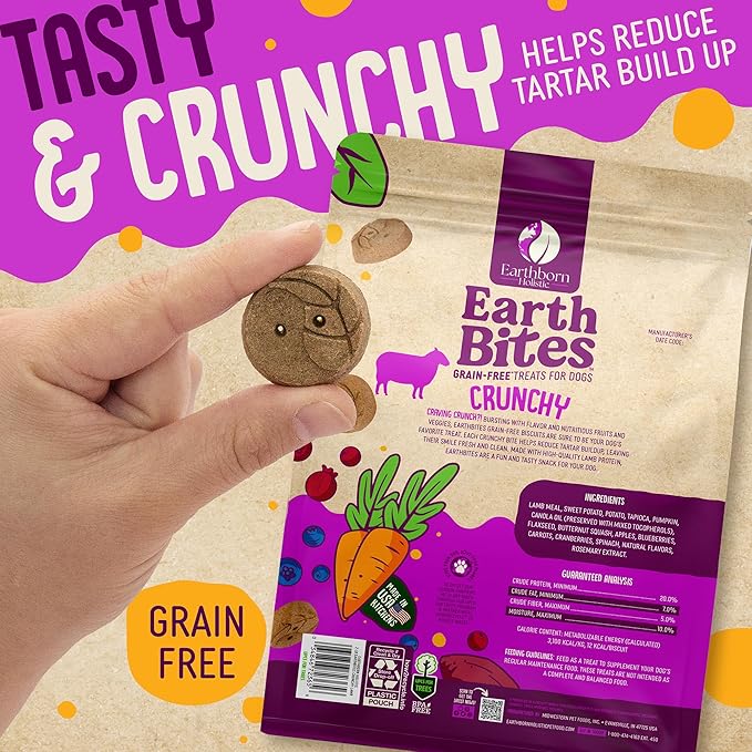 Earthborn Holistic EarthBites Crunchy Grain-Free Dog Treats with Lamb 10 oz
