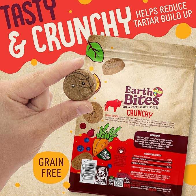 Earthborn Holistic EarthBites Crunchy Grain-Free Dog Treats with Bison 10 oz