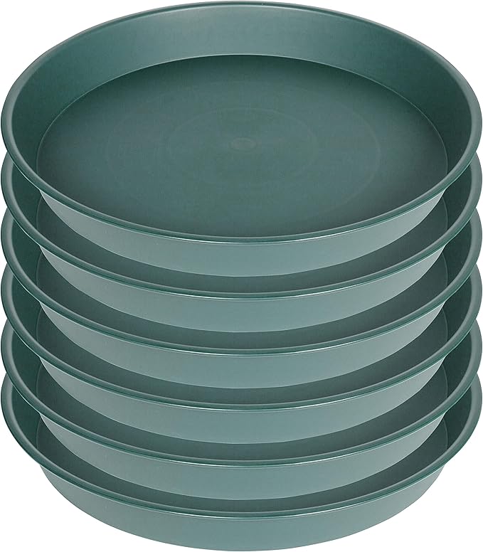 2 Pack of 8 inch Plant Saucer Clear, Heavy Duty Plastic Plant Water Tray 8 inch Round, Flower Plant Saucers for Indoors No Holes, Plant Dishes Saucer for Planter 7"/8" (8", Green)