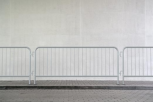 Trafford Industrial Angry Bull Barricades Metal Interlocking Steel Barricade (6.5 Ft. Economy, Light Weight & Pre-Galvanized, Flat Feet, Zinc Coated Steel, Set of 10)