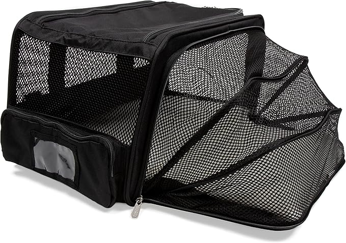 Sherpa Expandable Travel Pet Carrier, Airline Approved & Guaranteed On Board - Black, Medium