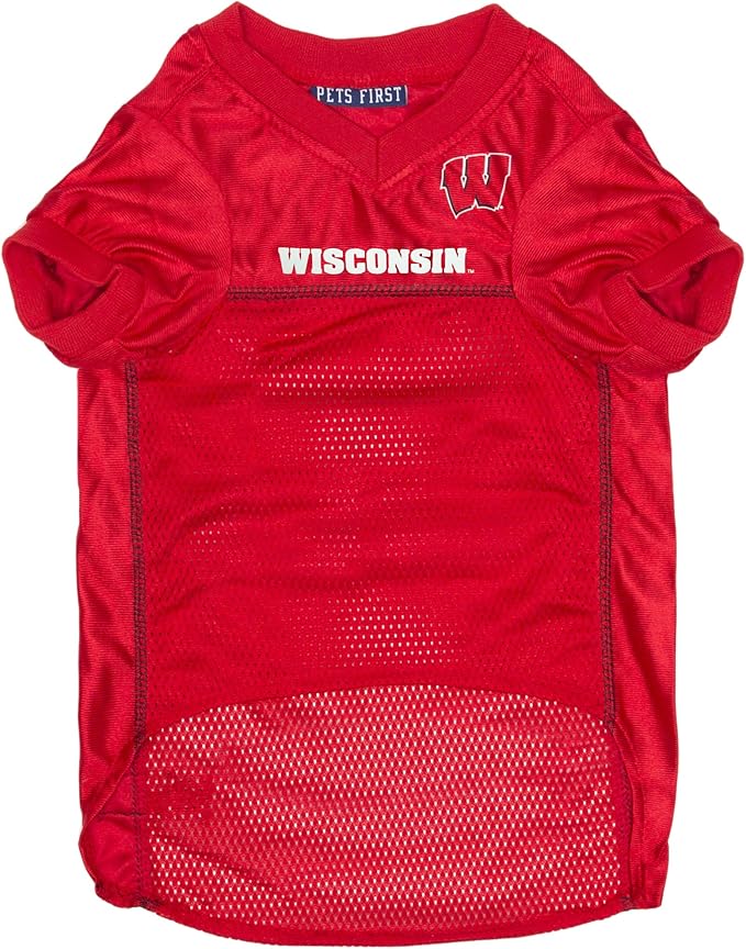 Pets First NCAA College Wisconsin Badgers Mesh Jersey for DOGS & CATS, XX-Large. Licensed Dog Jersey with your Favorite Football/Basketball College Team