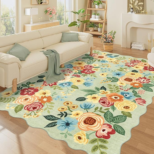 DUKINO 6x9 Area Rug, Floral Washable Rugs