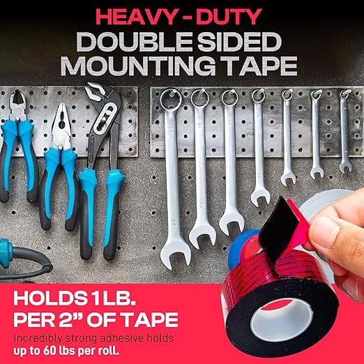 GripBond Black Super Bond Heavy Duty Double Sided Tape, 4 Rolls (10 Ft), 1.2” x 120” – Waterproof Adhesive Mounting Tape for Indoor/Outdoor, Walls, Automotive, Car, LED Strip Lights, Home, Office