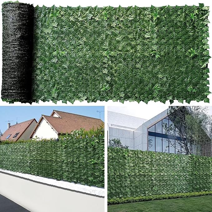 Artificial Ivy Fence Privacy Screen with Mesh Back, 72" x 96" Faux Ivy Vine Leaf Fence Panels, Balcony Privacy Screen, Hedge Wall Decoration for Outside, Garden, Yard, Patio