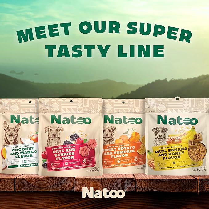 NATOO Biscuits for Small Dogs & Puppies Crunchy Dog Treats, Oats & Berry Healthy Natural Canine Biscuits, Rich in Omega 6, Prebiotics & Fiber, Antioxidants for Immunity (8 oz)