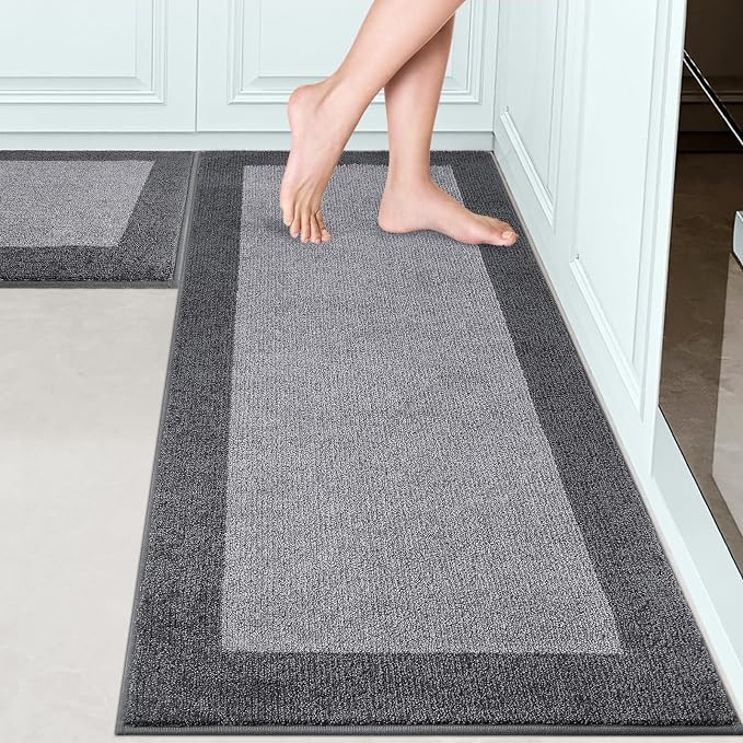 Machine Washable Kitchen Rugs Set of 2, Non Slip Kitchen Mats